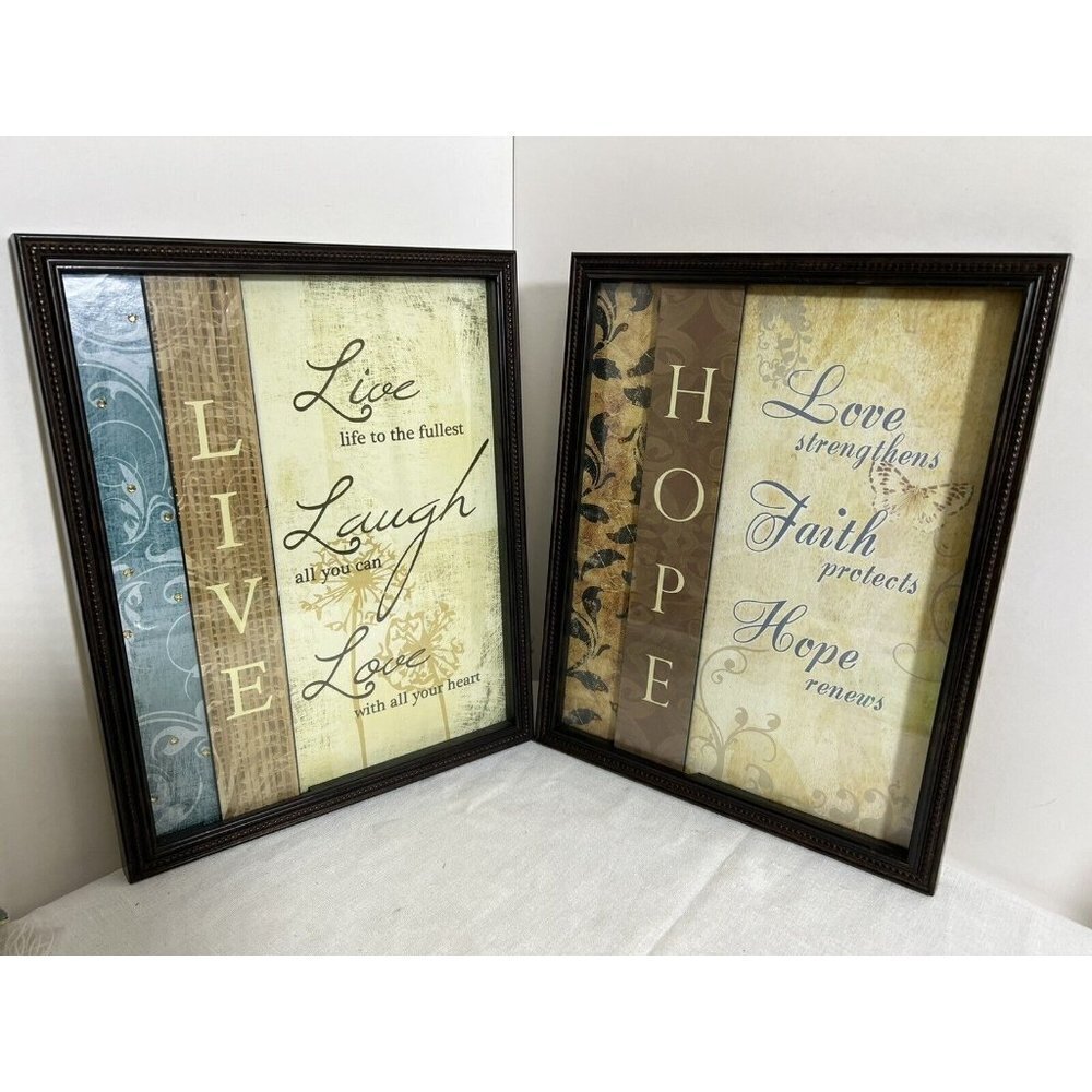 Set of 2 Crystal Art Gallery Wall Decor Hope Live 12” x 15”